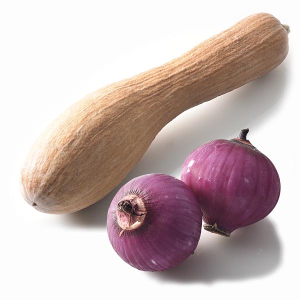 鶴首かぼちゃと赤玉ねぎ