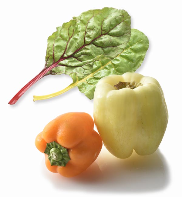 スイスチャードとオレンジパプリカと白ピーマン